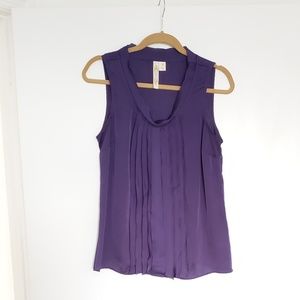 Satiny Purple Sleeveless Blouse